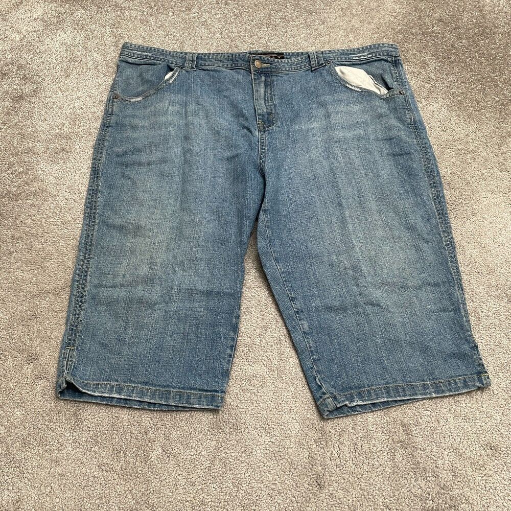 Venezia Crop Capri Denim Jeans Women 28 Blue Medium Wash High Rise Casual Cotton